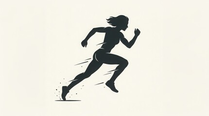 Obraz premium Silhouette runner sprinting on track in motion against white background