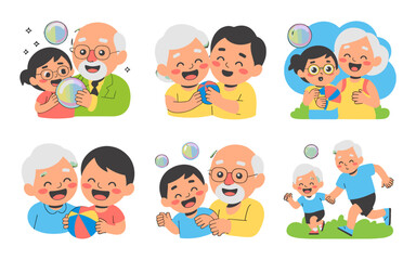Fototapeta premium Joyful moments of different generation together enjoying playful moments 
