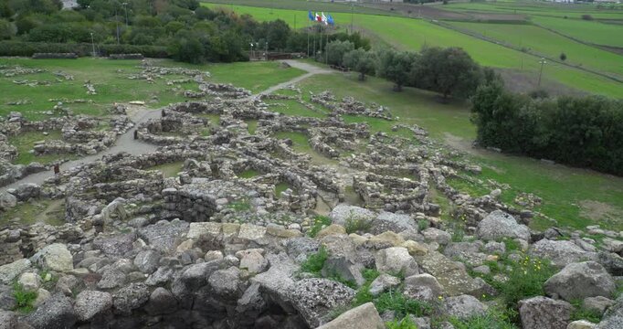 Su Nuraxi di Barumini, a prehistoric Nuraghe settlement in Sardinia, Italy.