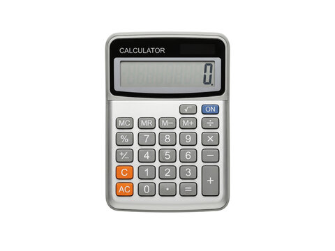 Silver calculator on transparent background