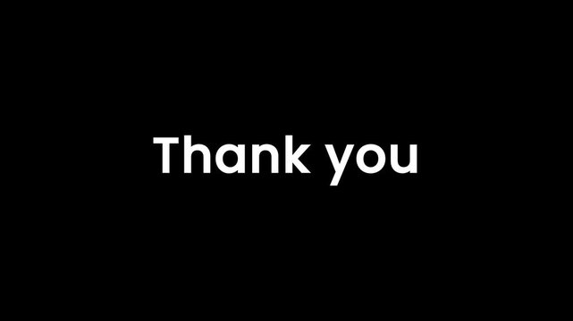 Closeup footage of thank you message on black background