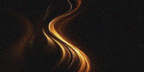 Winding orange light trails create a motion pattern and curved wave design on a black background highway road vector illustration © Md
