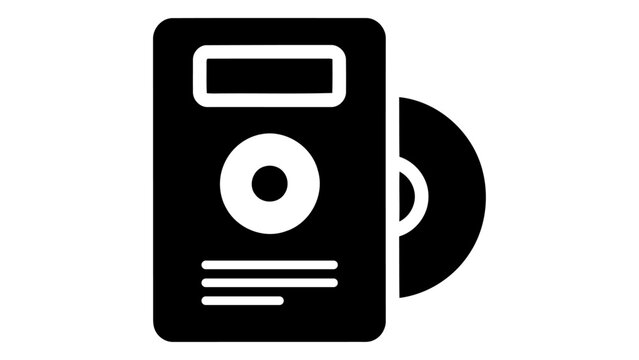 Disc label printing kit icon audio equipment and disc media symbol