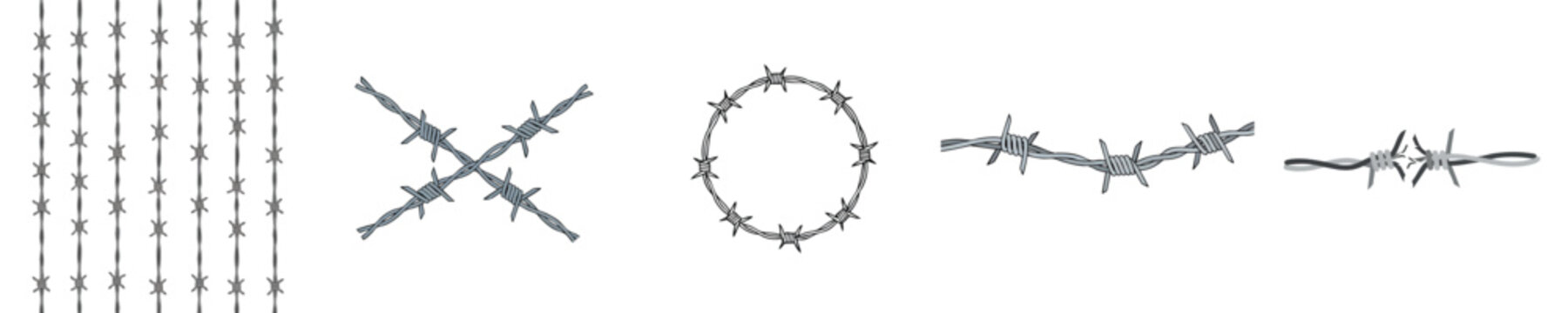 Barbed Wire Collection Vector Set for Security Fence Border Design