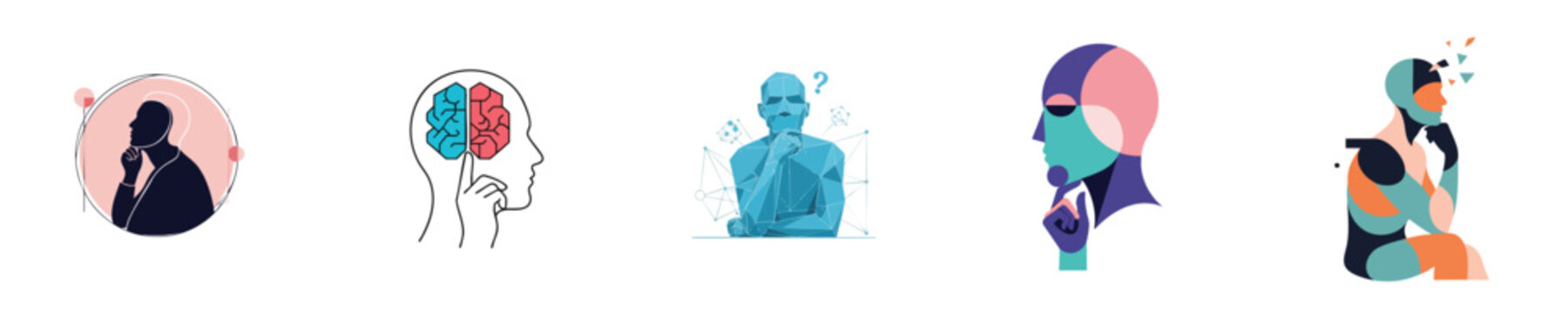 Creative Thinker Vector Illustration Bundle for Human Mind Psychology Concept Design