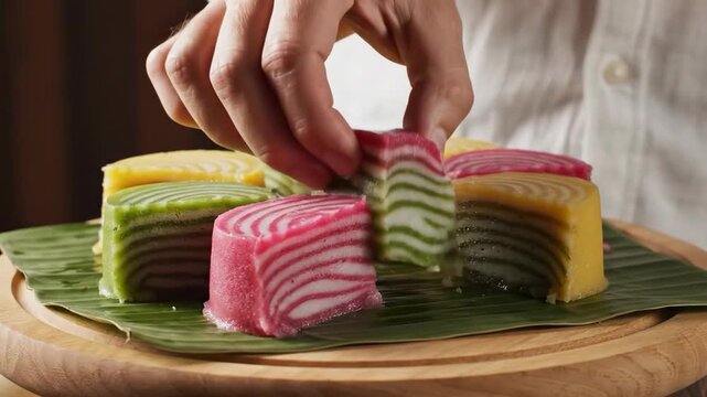 Delicious Kue Lapis - A Traditional Indonesian Layer Cake Delicacy.