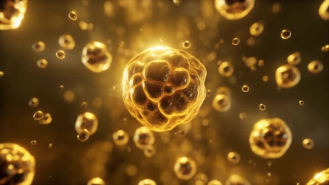 Microscopic view of golden embryo cell division and development
