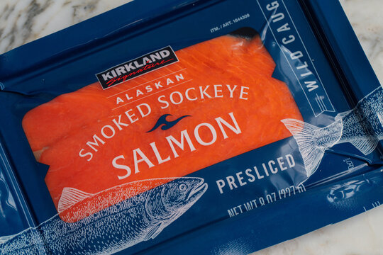 Costco Kirkland Signature brand Alaskan Smoked Sockeye Salmon in package