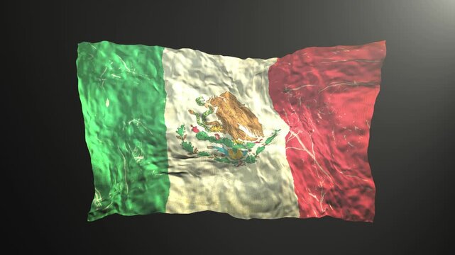 Mexican flag waving on a transparent background
