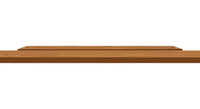 Wooden Plank Surface Isolated on White Background