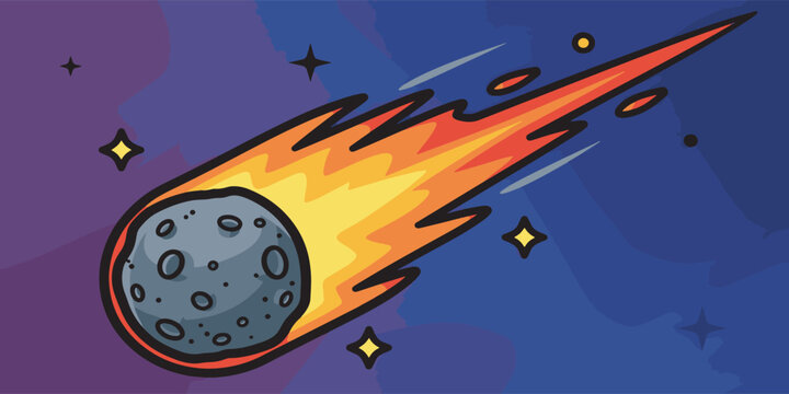 Meteorite Flying Through Outer Space Quickly.