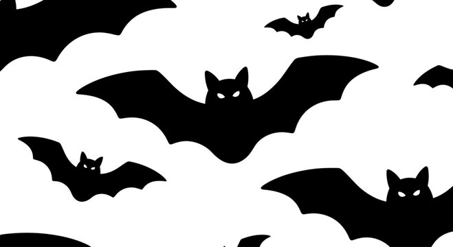 Seamless Halloween Bat Pattern on White Background