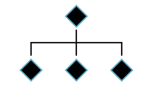Minimalist Organizational Chart with Rounded Capsule Shapes - Black Hierarchy Diagram on White Background for Business Structure and Workflow