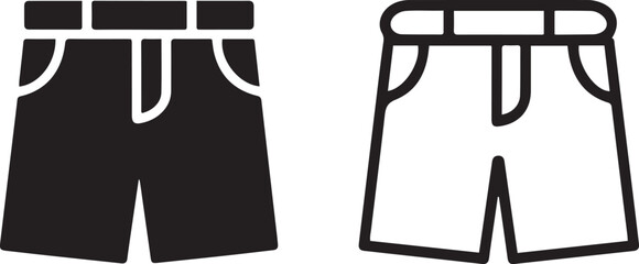 Shorts vector fill and outline icon isolated on white background. Element of clothes and accessories. black icon silhouette vector © MDROBIUL