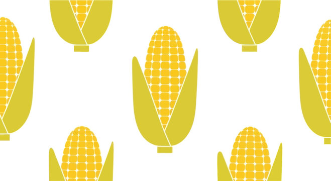 Seamless Corn Pattern on White Background