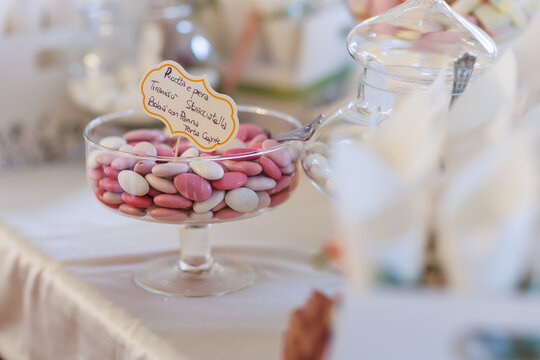 bomboniere, wedding, gift, box, reception, ribbon, party, white, celebration, decoration, confetti, guest, ceremony, closeup, bride and groom, thank, favor, event, food, sugared-almond, reminder, brid