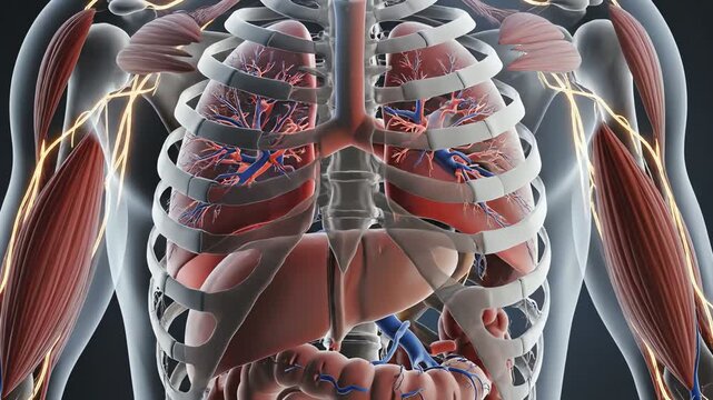 3D Anatomy Model: Human Body Organs, Muscles, Nerves, and Blood Vessels