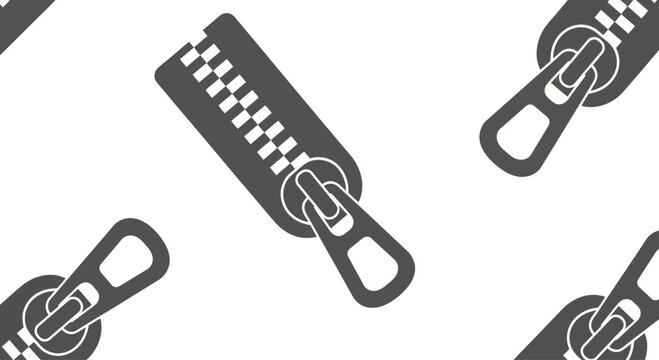 Zipper Fastener Pattern Isolated on White Background