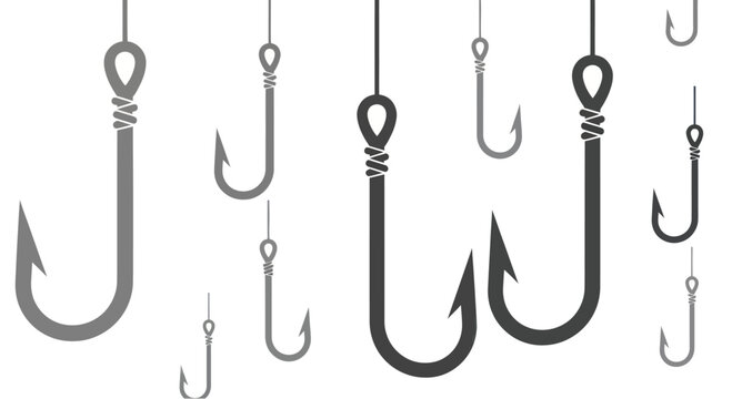 Fishing Hooks Collection Isolated on White Background