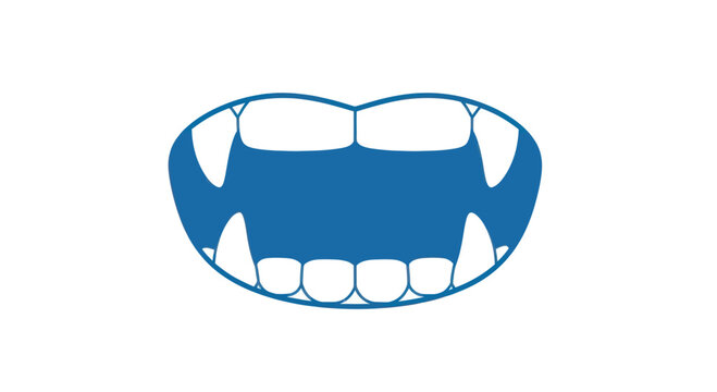 Vampire Fangs Mouth Icon on White Background