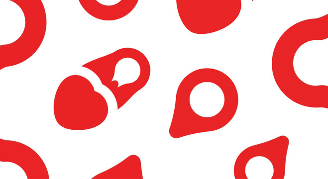 Red Location Pin Icons Seamless Pattern on White Background