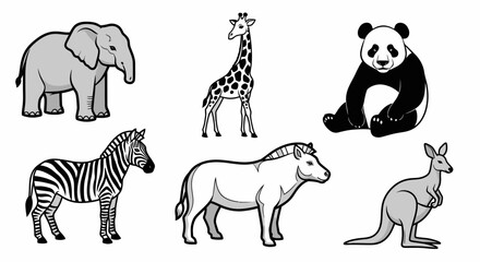Naklejka premium Diverse collection of animal silhouettes for educational and design applications