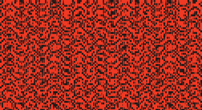 Digital pixel glitch abstract background. red black texture, 8-bit noise, cyber code maze. for techno party posters, cyberpunk video game stream layouts screen. stock vector illustration.