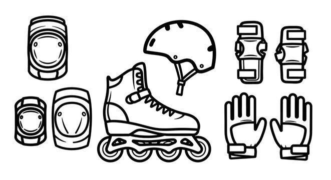 Inline skate gear set illustration helmet pads and roller skate