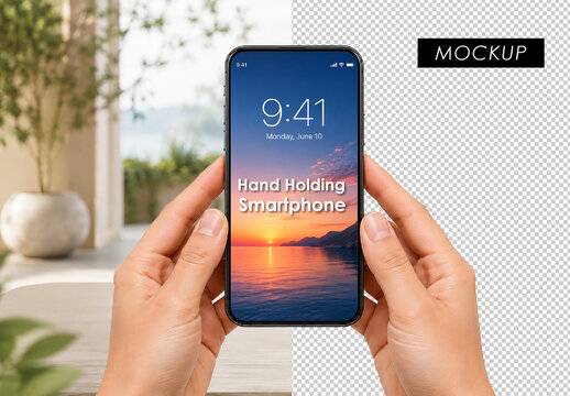 Hand Holding Smartphone Mockup
