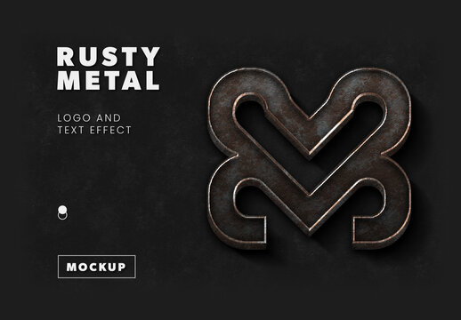 Rusty Metal Logo And Text Effect Mockup