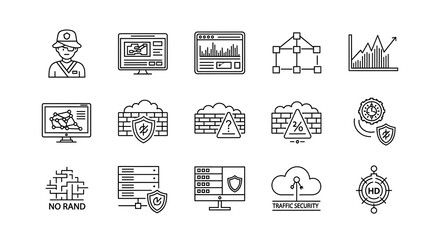 Fototapeta premium Dashboard graphics featuring administrative monitoring tools provide a clear visual overview of network traffic and server health.
