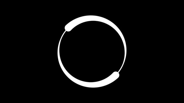 Minimalist white circle ring rotating on a black background. Simple loading progress indicator animation.
