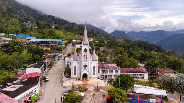 San Pablo de Borbur, Boyaca - Colombia. March 11, 2026. Catholic parish located in the town's main park