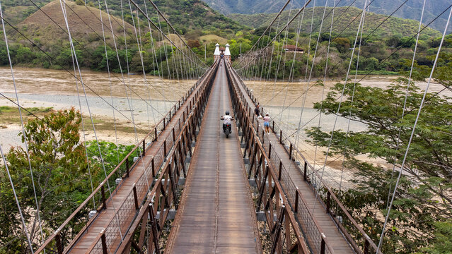 Santa Fe de Antioquia, Colombia. February 15, 2026. Western Bridge, an emblematic engineering work built between 1887 and 1895 over the Cauca River.
