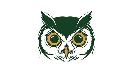 Fototapeta premium Stylized owl head illustration, vector graphic of a horned owl face