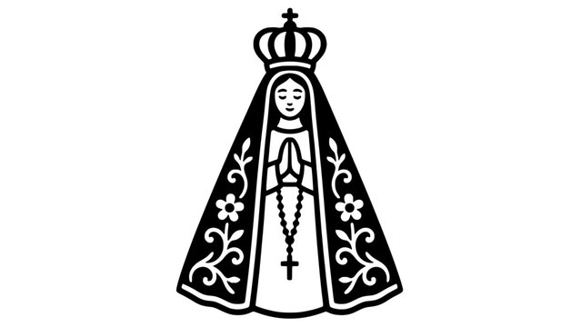 Our Lady of Aparecida Patroness of Brazil Icon Illustration