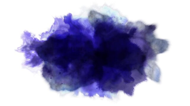 Center Ink Bleed 3. Animated purple ink drops or ink bleeds with texture, spreading on a white background. 
