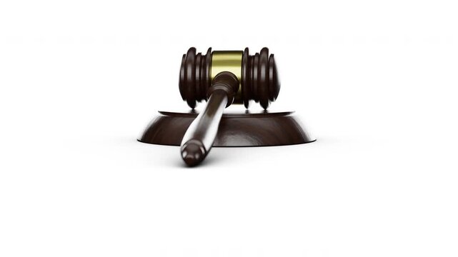 4K Cinematic Judge Gavel Orbit Animation Isolated on White Background