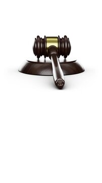 4K Vertical Cinematic Judge Gavel Orbit Animation Isolated on White Background