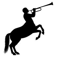 Silhouette of a Centaur Playing a Trumpet. © Erik
