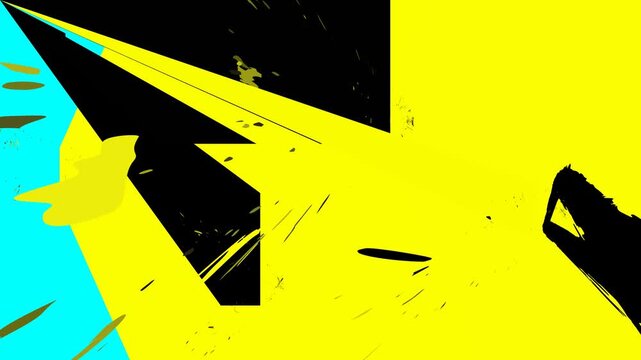 Vibrant abstract graphic art with dynamic energy and sharp geometric forms, creating a modern visual explosion of color and contrast