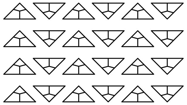 Seamless geometric triangle outline pattern. Minimalist 3D pyramid outline repeating vector background for fabric print.