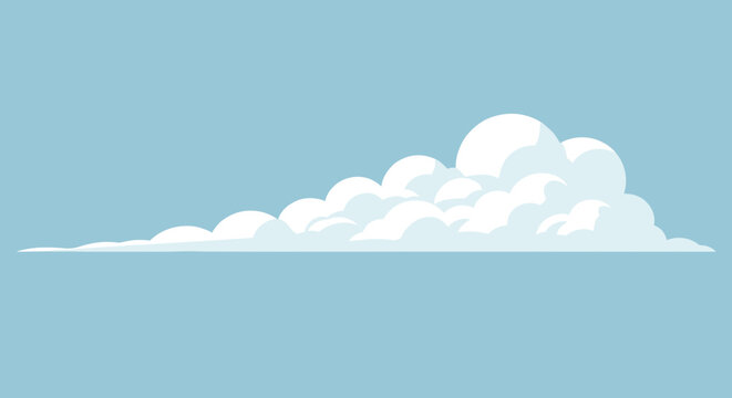 Stylized Cumulus Cloud Formation Against a Clear Blue Sky