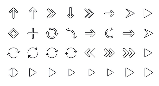Arrow icons set directional and navigation symbols