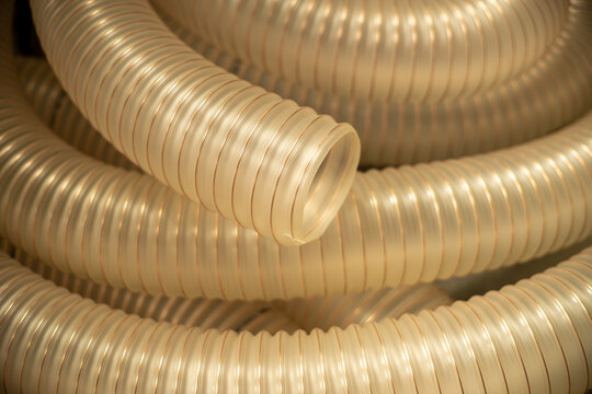 Flexible antistatic suction hose for air conditioning, background flexi hose, industrial ventilation.