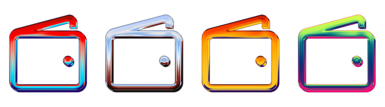 Modern 3D hologram icon collection - wallet. Cash icon collection and design. Premium rendered design. Premium quality render design. Clean transparent background design.