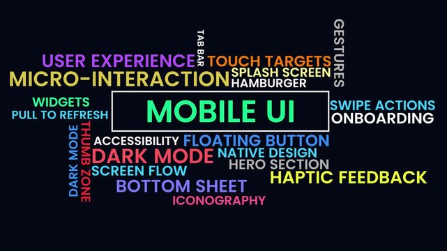 Mobile UI Design: A modern and visually engaging display highlighting the core elements of user interface design for mobile applications. 