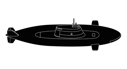 Silhouette of a Submarine, Underwater Military Vessel, Vector Illustration © mumun