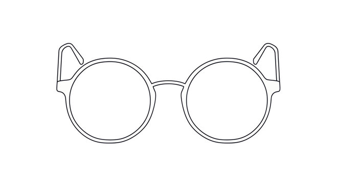 Whimsical Cat Ear Round Glasses Line Art