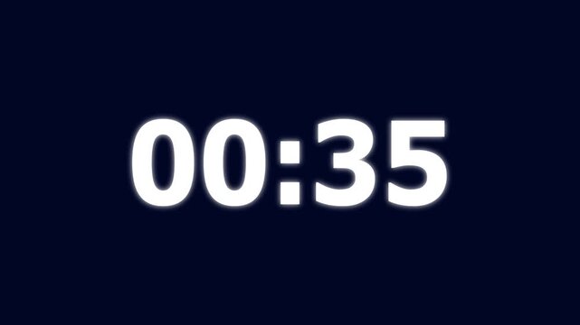 40 Seconds counting timer number animation. on a black background. and creating a stunning 4k video.